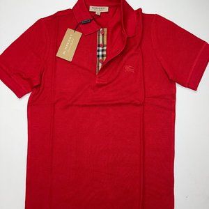 Burberry men's military red check polo shirt